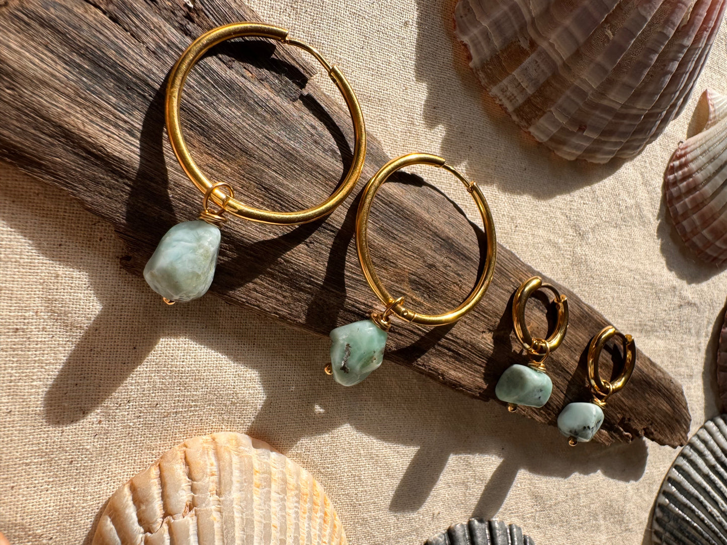 Larimar Hoop Earrings