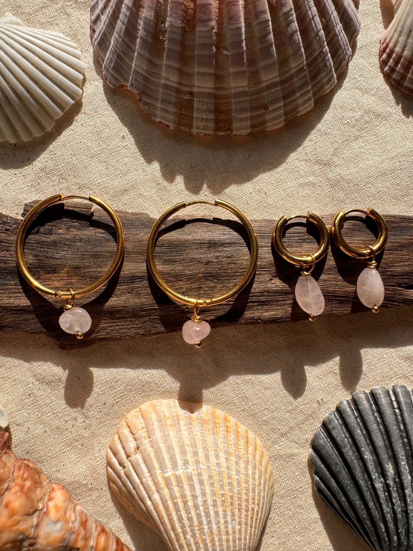 Rose Quartz Hoop Earrings