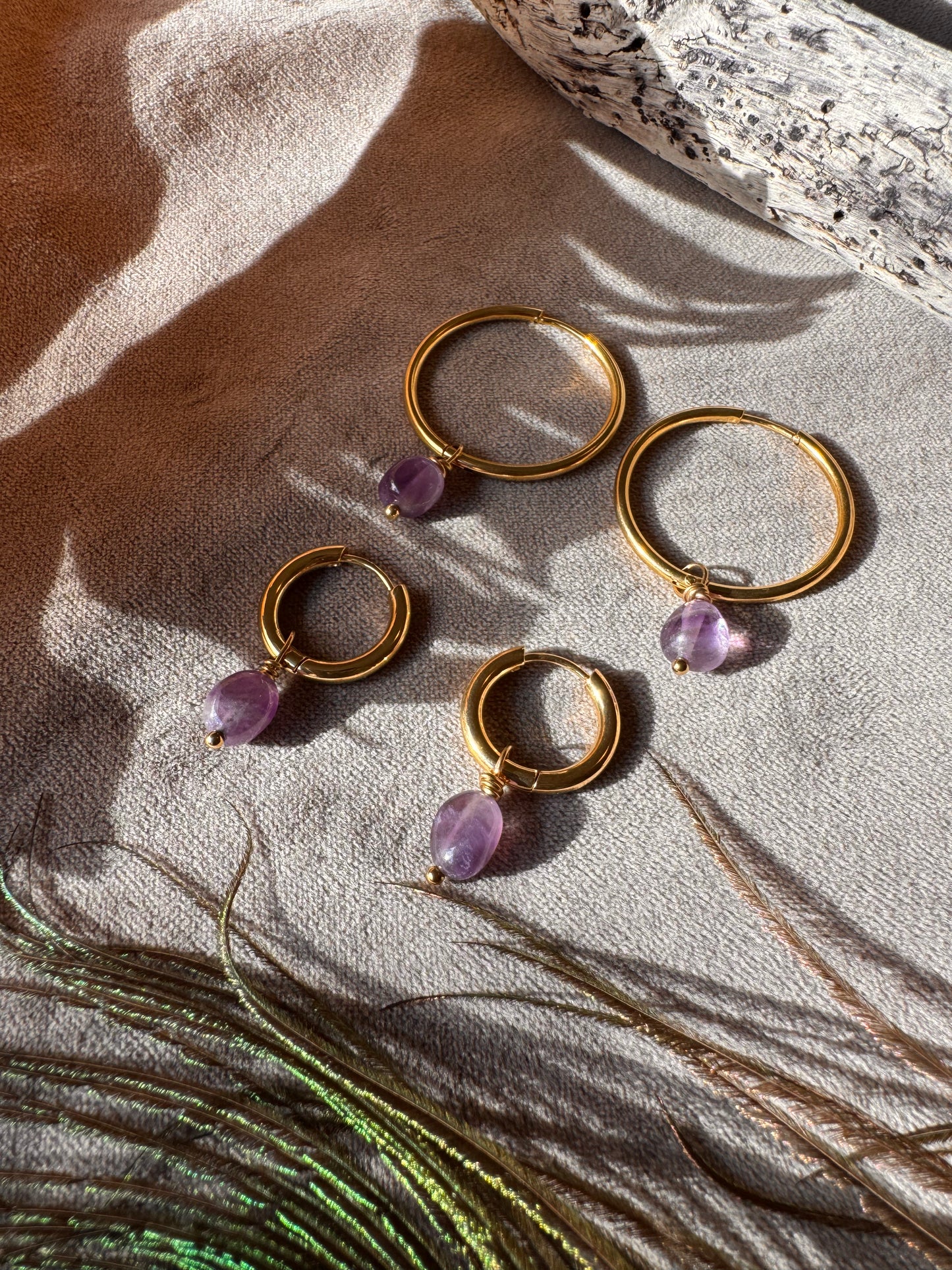 Amethyst Hoop Earrings