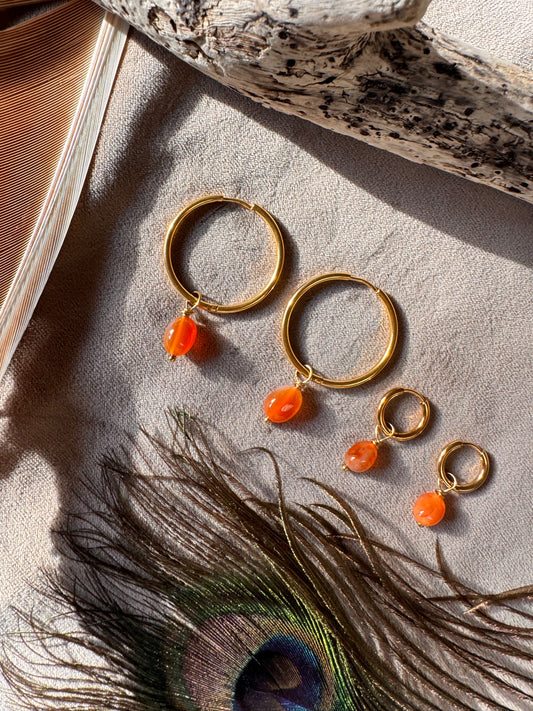 Carnelian Hoop Earrings