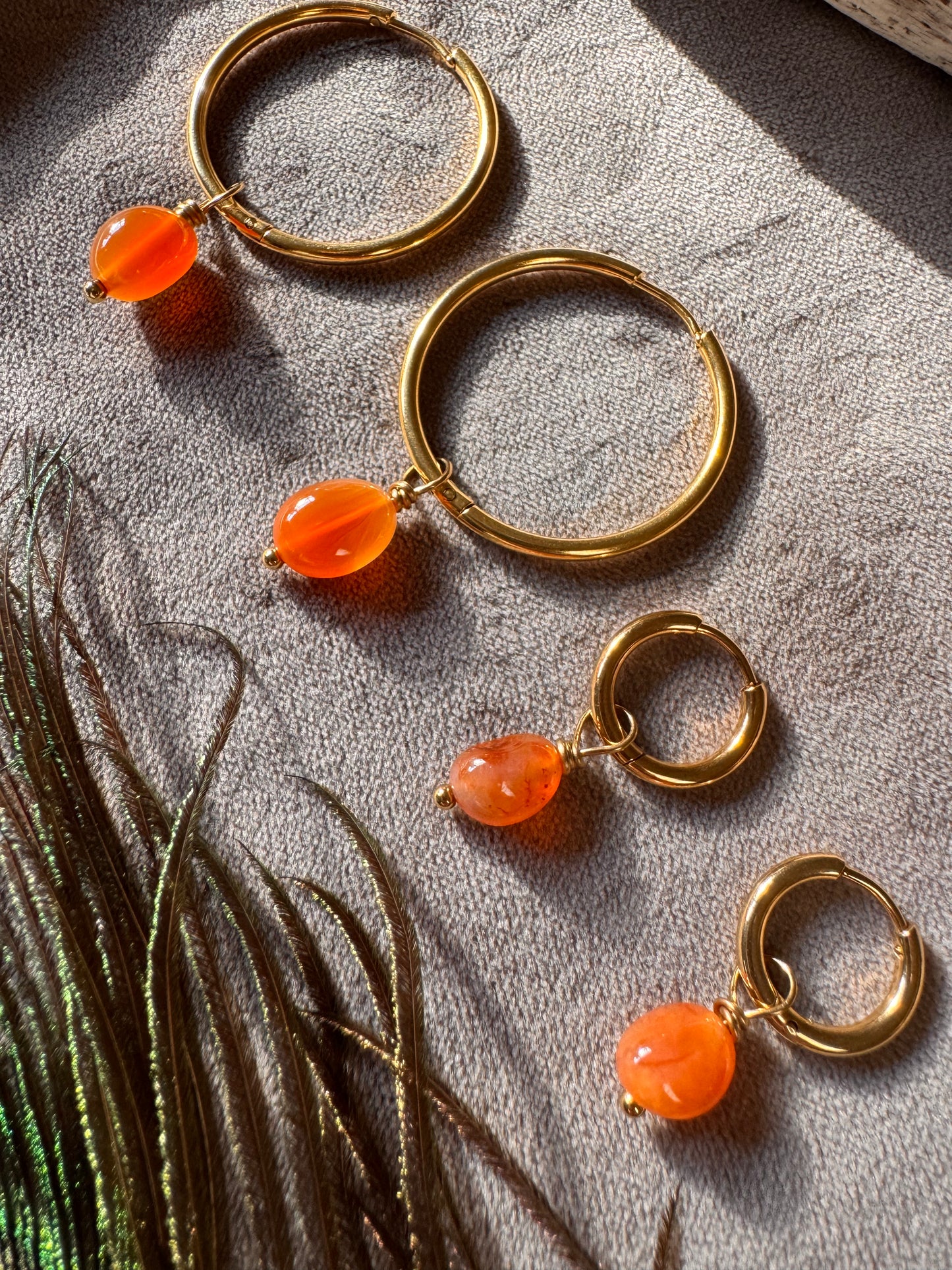 Carnelian Hoop Earrings