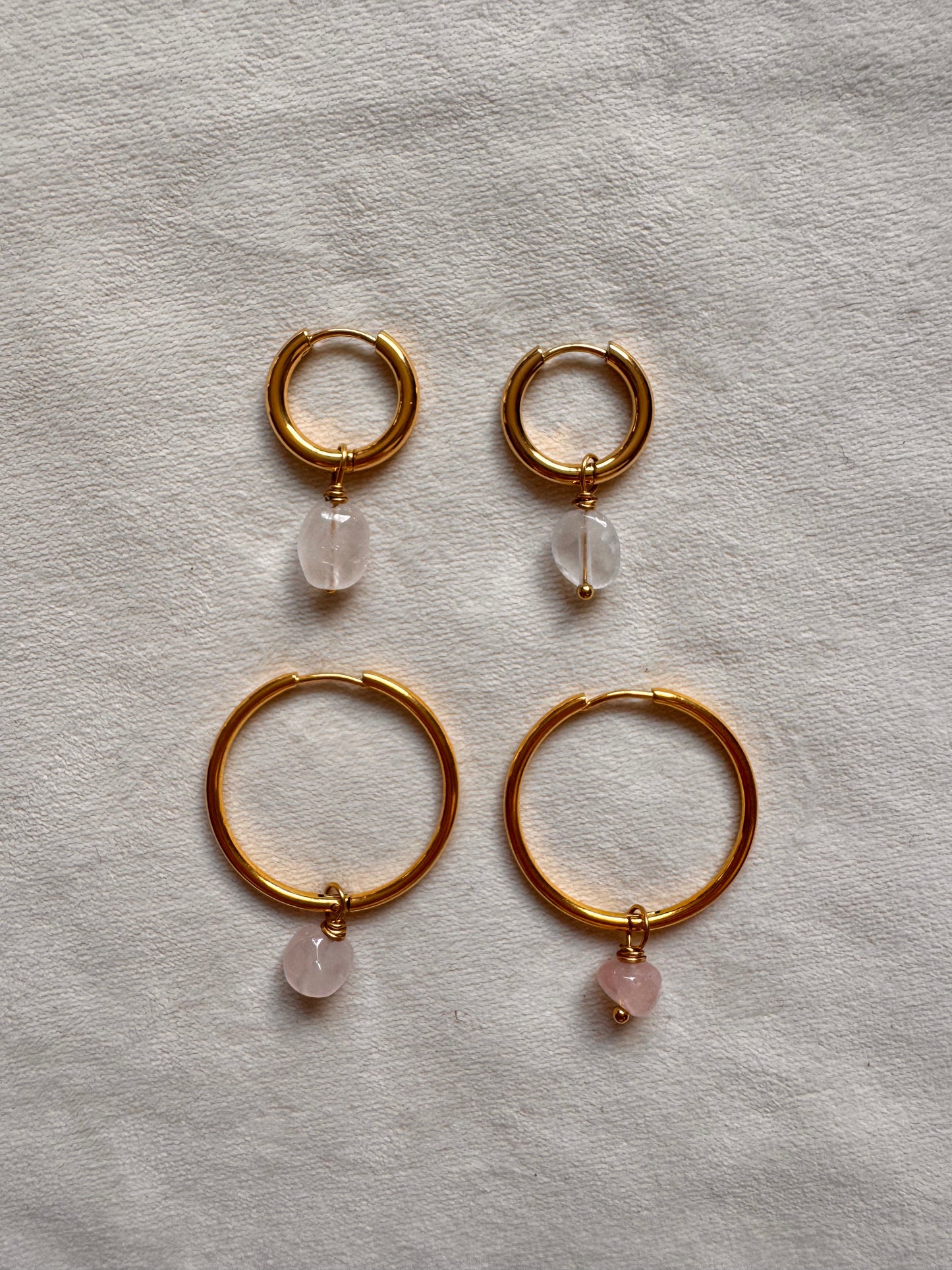 Rose Quartz Hoop Earrings