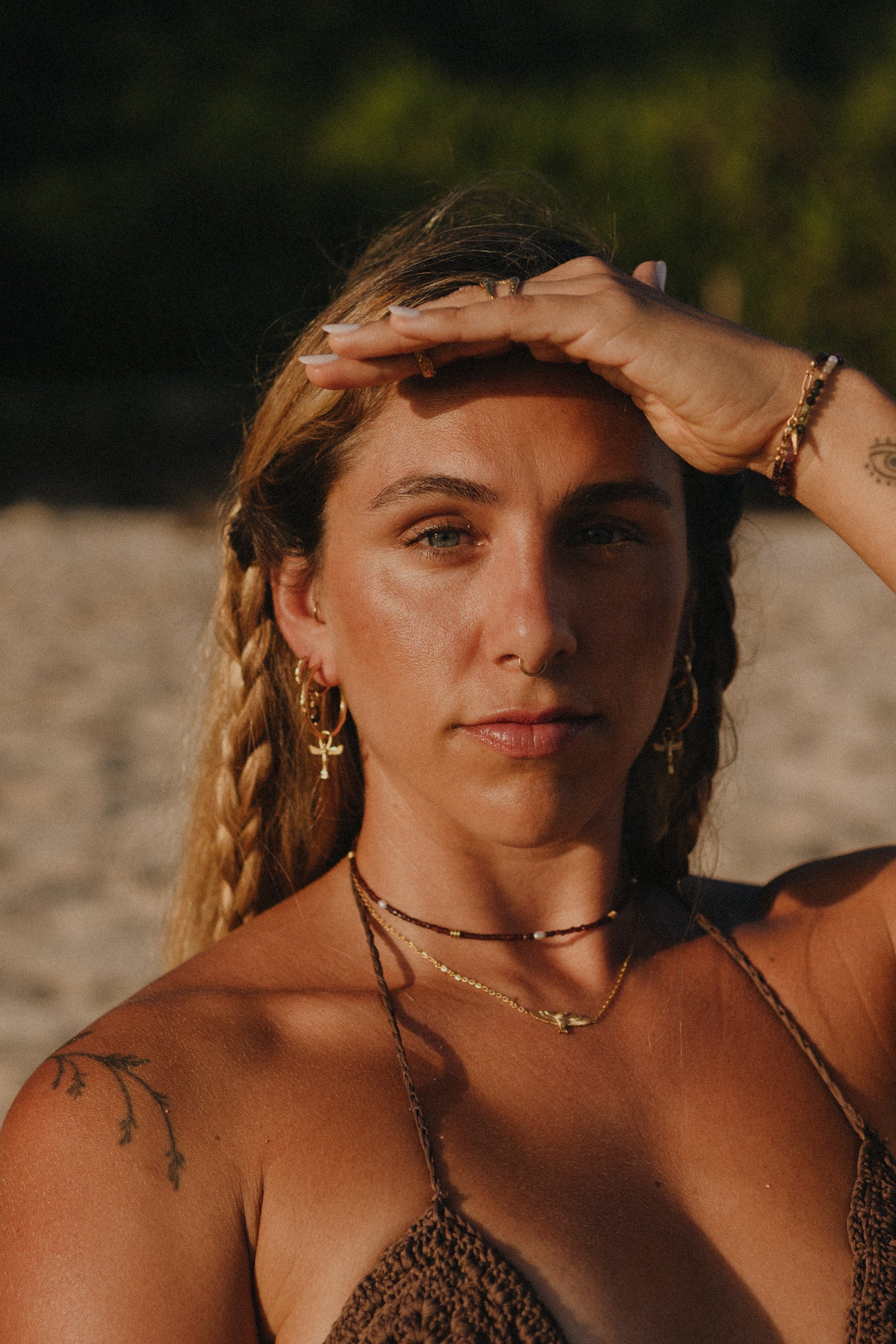 Isis Winged Ankh Driftwood Hoop Earrings