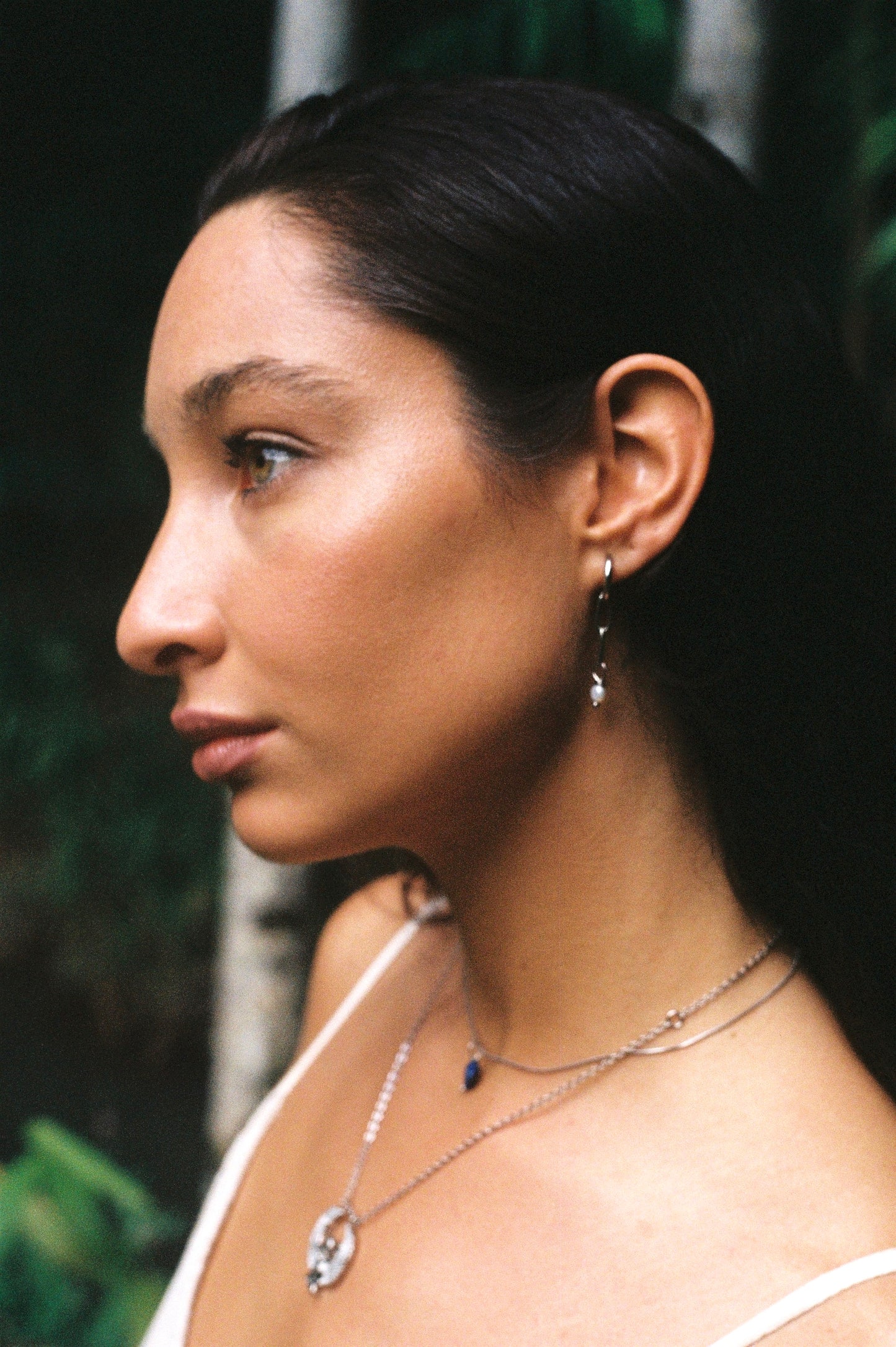 Pearl Drop Chain Earrings