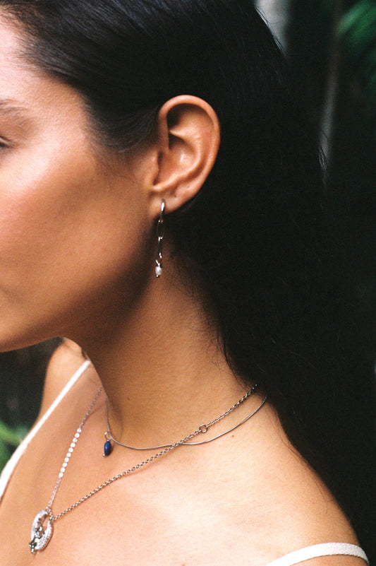 Pearl Drop Chain Earrings