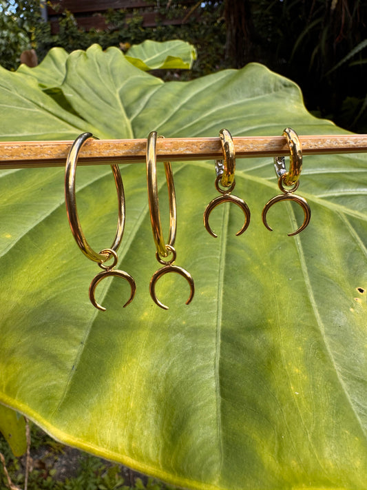Moon Hoop Earrings