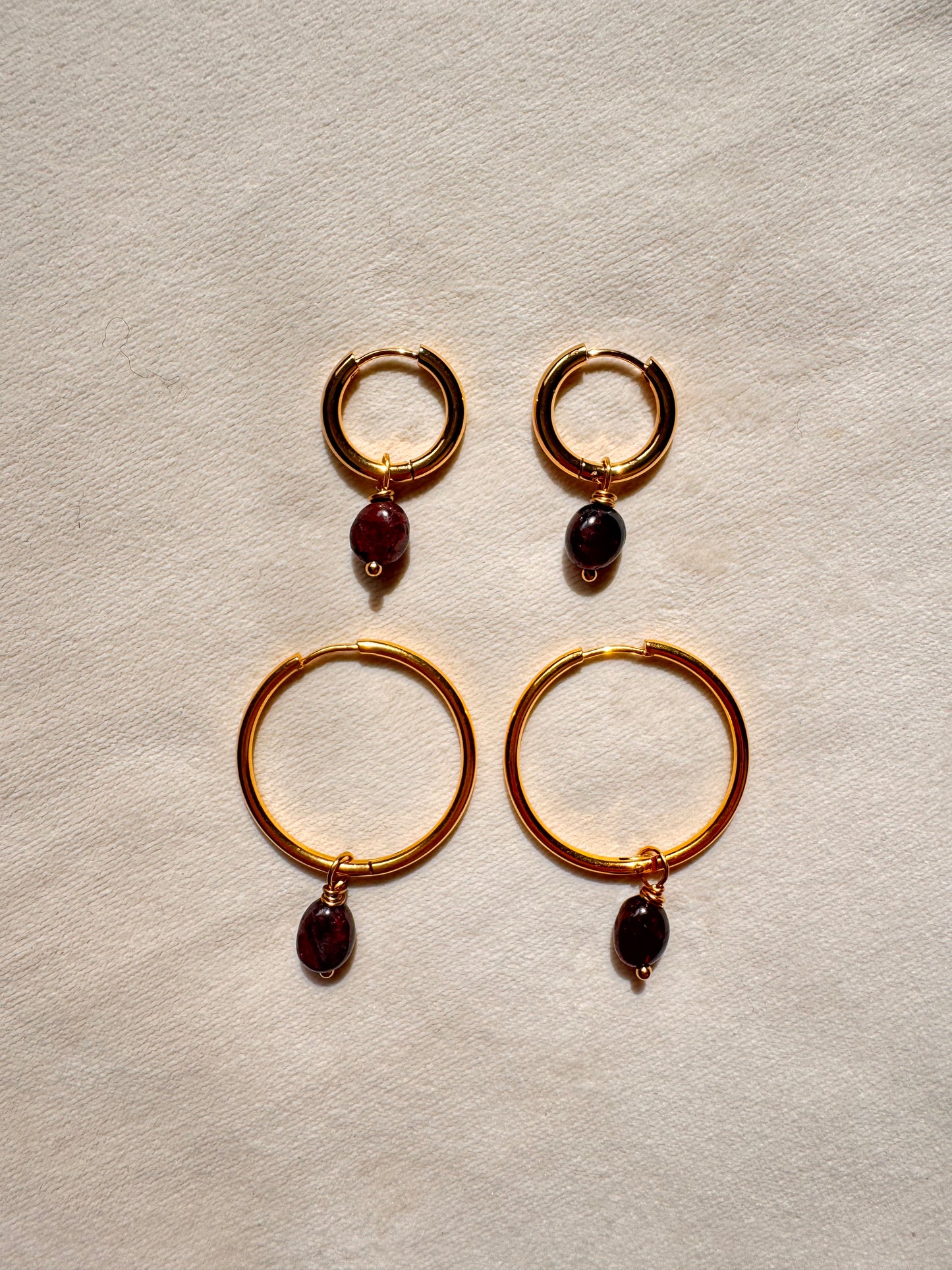 Garnet Hoop Earrings