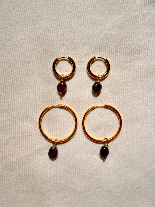 Garnet Hoop Earrings
