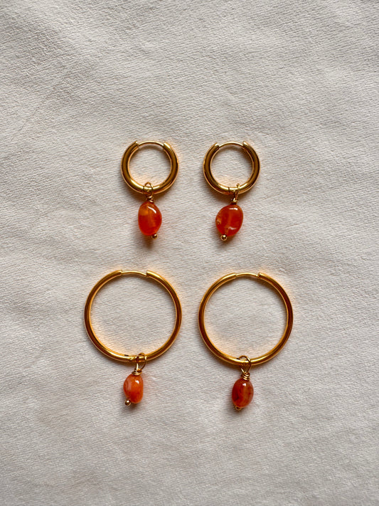 Carnelian Hoop Earrings