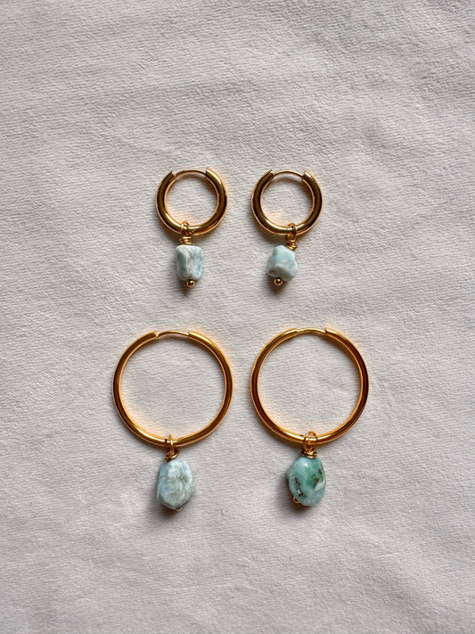 Larimar Hoop Earrings