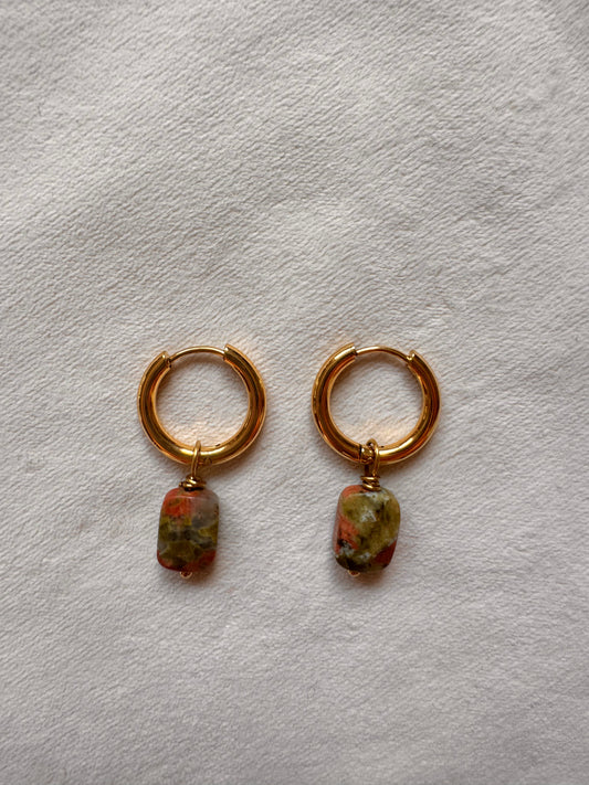 Unakaite hoop earrings