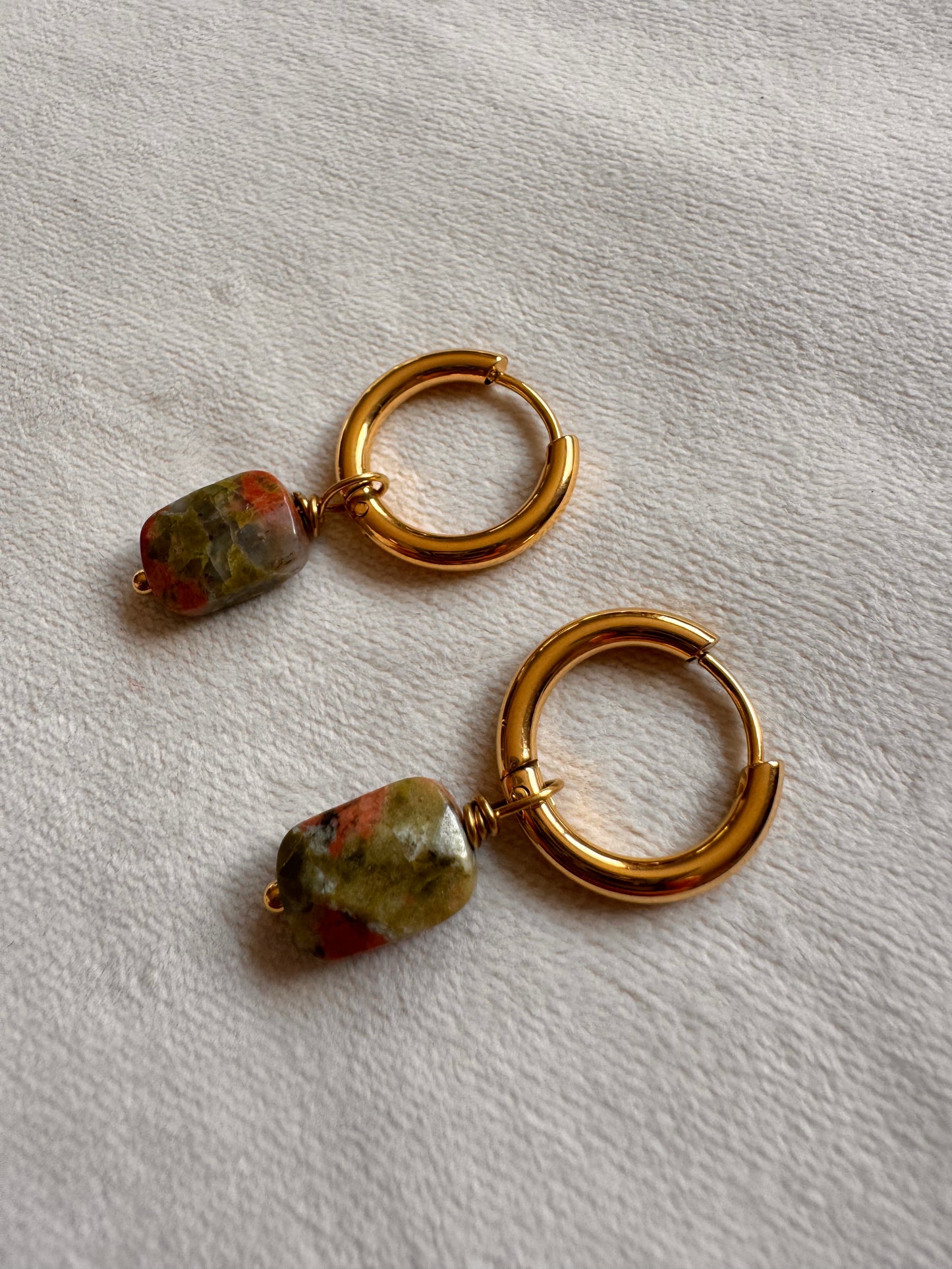 Unakaite hoop earrings