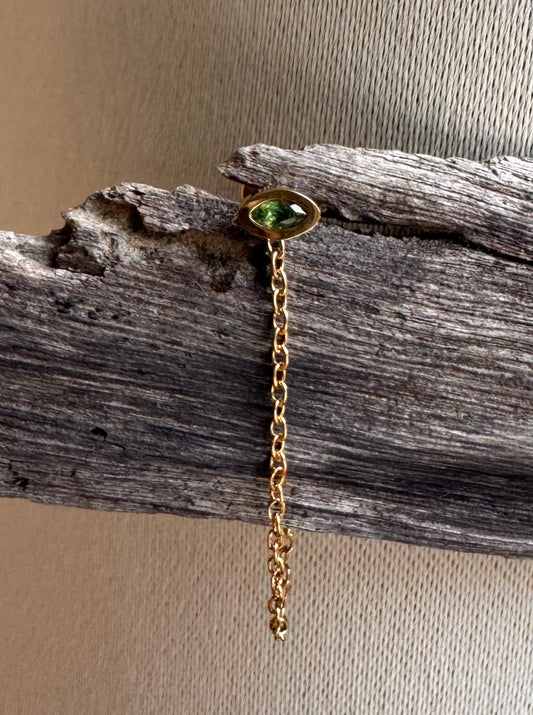 【Single Piece】True Eyes Chain Studs – Green Tourmaline