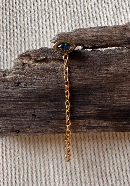 【Single Piece】True Eyes Chain Studs – Sapphire