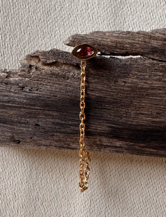 【Single Piece】True Eyes Chain Studs – Rose Garnet
