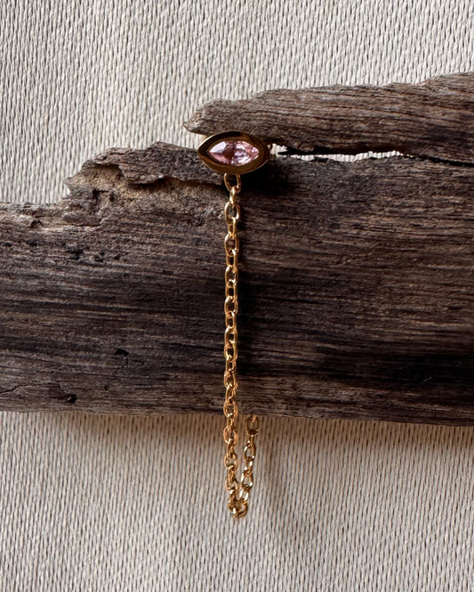 【Single Piece】True Eyes Chain Studs – Pink Tourmaline