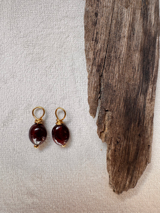Garnet Earring Charm Only