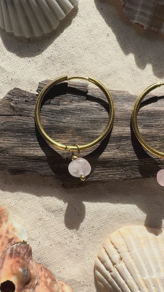 Rose Quartz Hoop Earrings
