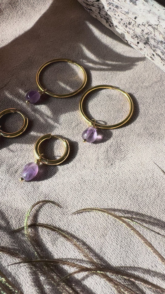 Amethyst Hoop Earrings
